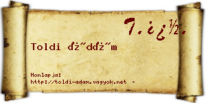 Toldi Ádám névjegykártya